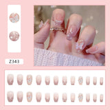 Anokhinaliza Nail Art Full Cover Artificial Fake Nails Patch with Drill Three-dimensional Relief Butterfly Nail Piece Detachable False Nails