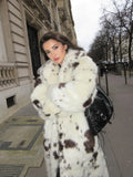 Anokhinaliza Spotted Leopard Faux Fur Coat Toka Suit Collar Women Fur Effect Long Coats Fashion Elegant Fluffy Overcoat Winter Plush Outwear