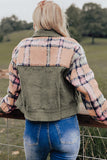 Anokhinaliza Plaid Corduroy Flap Pockets Button Up Jacket