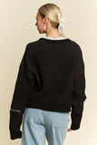 Anokhinaliza Davi & Dani Contrast Heart Dropped Shoulder Sweater