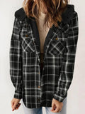 Anokhinaliza Plaid Snap Down Plush Hooded Jacket