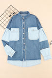 Anokhinaliza Raw Hem Color Block Denim Jacket