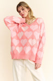 Anokhinaliza Davi & Dani Heart Pearl Side Slit V Neck Sweater