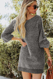 Anokhinaliza Boat Neck Long Sleeve Sweater Dress