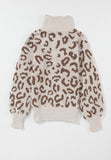 Anokhinaliza Leopard Half Zip Long Sleeve Sweater