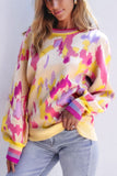 Anokhinaliza Contrast Round Neck Long Sleeve Sweater