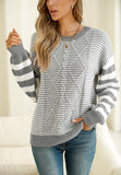 Anokhinaliza Striped Round Neck Dropped Shoulder Sweater