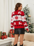 Anokhinaliza Christmas Pattern Round Neck Long Sleeve Sweater