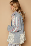 Anokhinaliza POL Embroidered Lace Patch Zip Up Hooded Jacket