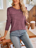 Anokhinaliza Lovelet Striped Round Neck Long Sleeve T-Shirt