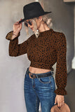 Anokhinaliza Animal Print Tie-Back Cropped Blouse