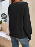 Anokhinaliza Contrast Heart Round Neck Long Sleeve Sweater