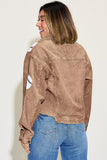 Anokhinaliza Baseball Sequin Dropped Shoulder Raw Hem Jacket