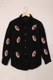 Anokhinaliza Sequin Football Button Up Long Sleeve Jacket