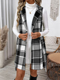 Anokhinaliza Perfee Tied Plaid Vest Coat