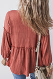 Anokhinaliza Frill V-Neck Long Sleeve Blouse