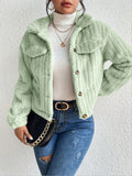 Anokhinaliza Fuzzy Button Up Collared Neck Jacket