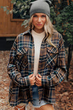 Anokhinaliza Plaid Collared Neck Button Up Jacket