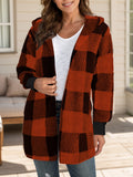 Anokhinaliza Plaid Long Sleeve Hooded Coat