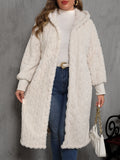 Anokhinaliza Plus Size Open Front Hooded Plush Coat