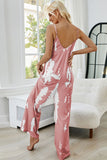 Anokhinaliza Shiny Tie-Dye Spaghetti Strap Jumpsuit with Pockets