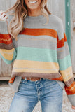 Anokhinaliza Color Block Round Neck Dropped Shoulder Sweater