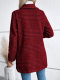 Anokhinaliza Plaid Collared Neck Long Sleeve Jacket