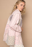 Anokhinaliza POL Raw Hem Patchwork Dropped Shoulder Jacket