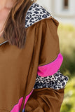 Anokhinaliza Leopard Zip Up Long Sleeve Hooded Jacket