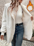 Anokhinaliza Open Front Long Sleeve Hooded Fuzzy Cardigan