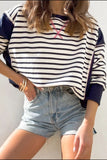 Anokhinaliza Exposed Seam Striped Long Sleeve Sweatshirt