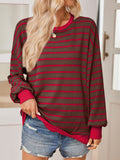 Anokhinaliza Lovelet Striped Contrast Long Sleeve Sweatshirt