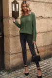 Anokhinaliza Openwork Round Neck Long Sleeve Knit Top