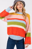 Anokhinaliza SAGE + FIG Color Block Round Neck Dropped Shoulder Sweater