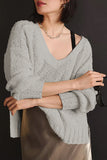 Anokhinaliza V-Neck Dropped Shoulder Sweater