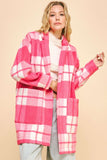 Anokhinaliza Davi & Dani Plaid Open Front Drop Shoulder Longline Coat