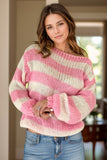 Anokhinaliza Striped Boat Neck Long Sleeve Sweater