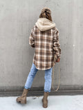 Anokhinaliza Plaid Dropped Shoulder Hooded Jacket