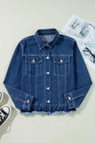 Anokhinaliza Raw Hem Long Sleeve Denim Jacket