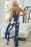 Anokhinaliza Shiny Tie-Dye Spaghetti Strap Jumpsuit with Pockets