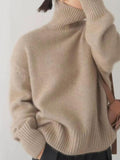 Anokhinaliza Turtleneck Dropped Shoulder Long Sleeve Sweater