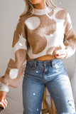 Anokhinaliza Contrast Flower Mock Neck Long Sleeve Sweater