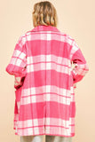 Anokhinaliza Davi & Dani Plaid Open Front Drop Shoulder Longline Coat