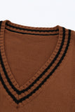 Anokhinaliza Striped Trim V-Neck Sweater Vest