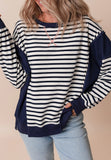 Anokhinaliza Exposed Seam Striped Long Sleeve Sweatshirt