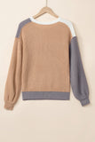 Anokhinaliza Color Block Round Neck Drop Shoulder Sweater