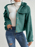 Anokhinaliza Fuzzy Button Up Collared Neck Jacket