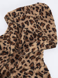 Anokhinaliza Fuzzy Leopard Long Sleeve Hooded Jacket