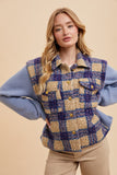 Anokhinaliza Annie Wear Faux Fur Plaid Button Up Jacket