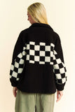 Anokhinaliza Davi & Dani Full Size Checkered Snap Down Faux Fur Jacket